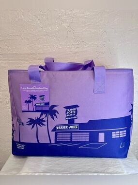 Trader Joe's Large Purple Rain Reusable Insulated Tote Bag